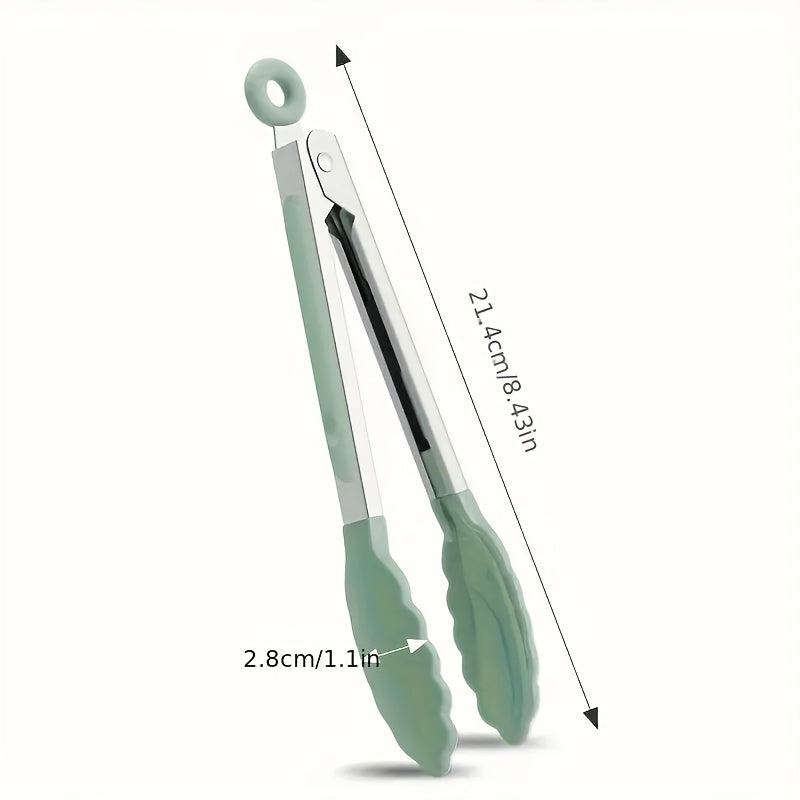 1PC Stainless Steel Food Tongs with Nylon Grip, 7 Inch Mini Heat Resistant Non-slip BBQ Tongs, Lockable Design Strong Grip, Ideal for Kitchen Cooking Outdoor BBQ Camping, Perfect Holiday Gift for Christmas Halloween Easter Thanksgiving Valentine's Day