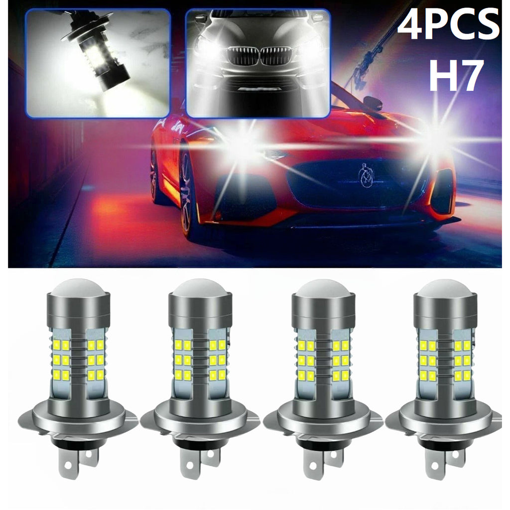 4-Pack H7 LED Headlight Combo Set High/Low Beam Integrated 6500K White Light High Brightness Car Headlight Replacement Bulbs Front Headlight Bulb Installation Car Front Light Bulbs High