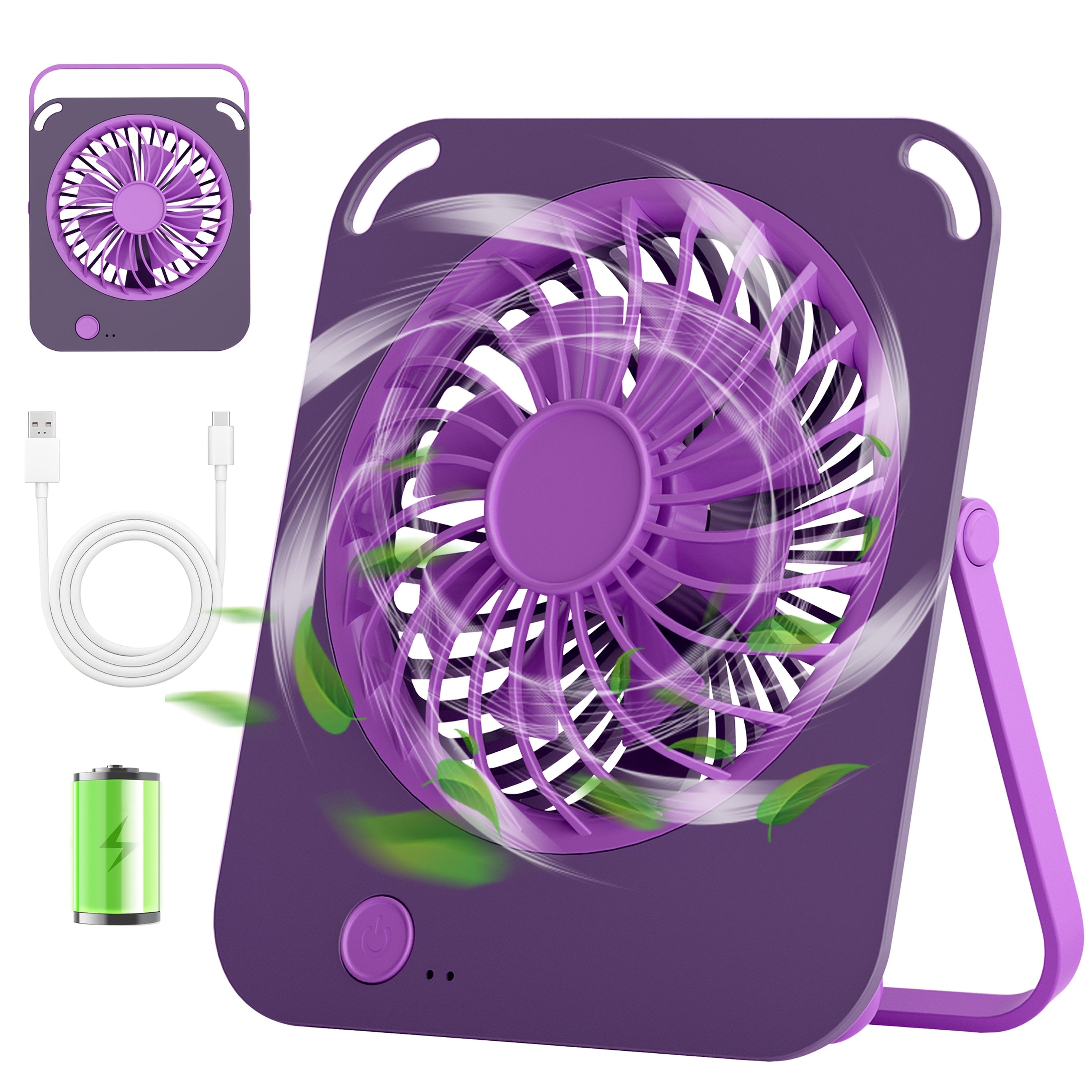 Portable USB Rechargeable Fan, Desktop and Wall Mount Dual Use Design, High Airflow 3 Speed Adjustable, Quiet Operation, Ideal for Home Office Bedroom Dormitory, Perfect Summer Gift