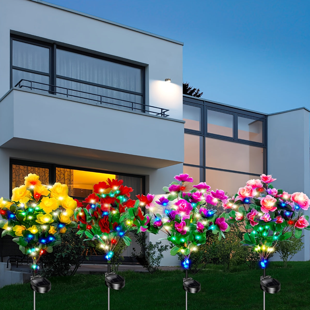 Solar Azalea Courtyard Light 2-Piece Set, IP65 Waterproof Outdoor Decoration, Suitable for Lawn / Patio, Holiday Gift (Christmas / Easter) for Mother / Wife