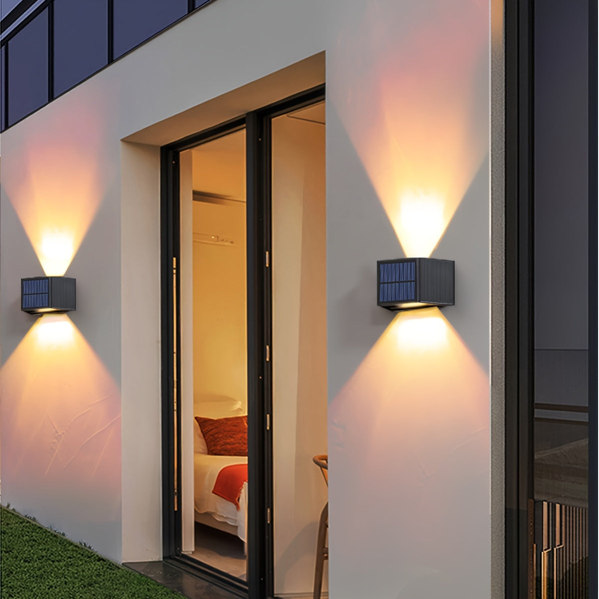 2pcs/4pcs Solar LED Wall Light, Adjustable Lighting Range, Up and Down Wall Light, for Outdoor Garden, Patio, Ambient Light, Modern Villa Landscape, Pathway, Hallway