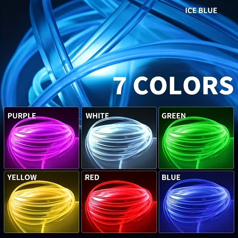 78.74 英寸 157.48 英寸 LED 灯条汽车内装装饰氛围灯 RGB 霓虹灯 DIY 仪表板环境光纤灯带 USB 驱动器