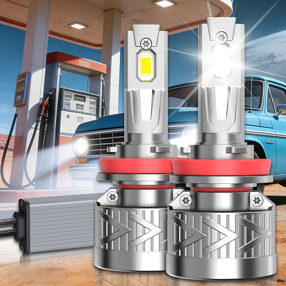 2-Pack LED Car Headlights, Compatible with H11/H7/H4/H1 Sockets, Corresponding to 9005/9006/9012 Specifications, 57000 Lumens Brightness, 6500K Cool White Light, 300W Power, Plug-and-Play