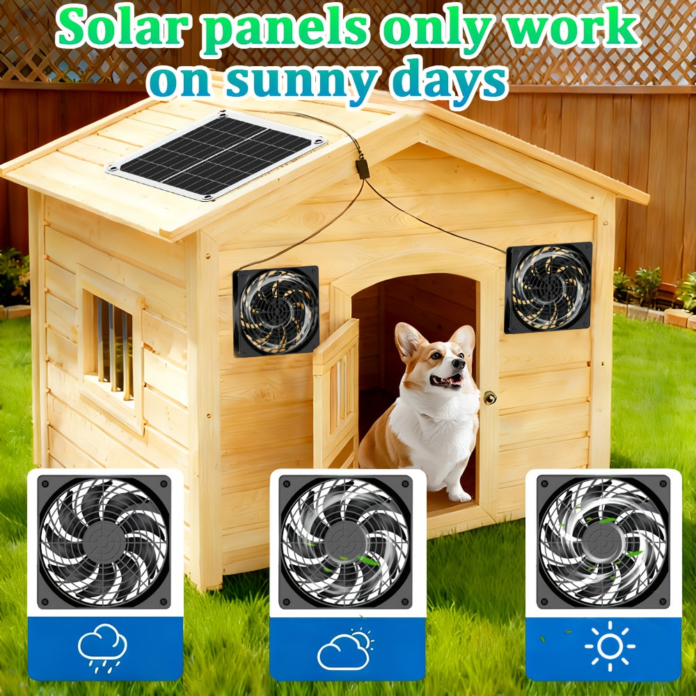 10W Solar Panel Fan Set, Built-in DC Fan, Suitable for Small Chicken Coop, Greenhouse, Shed, Pet House and Window Exhaust System