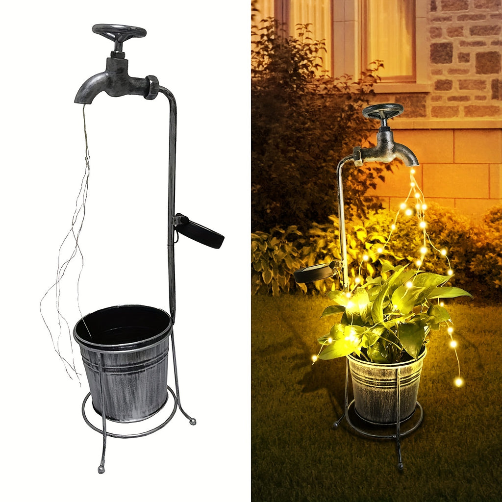 1 Piece, Solar Garden Light, Solar Garden Faucet Light Decoration, Waterfall LED Light, Solar Powered Outdoor Decoration, Room Decor, Home Decor, Wedding Decoration, Festival Decoration, Celebration Decoration, Outdoor Decor