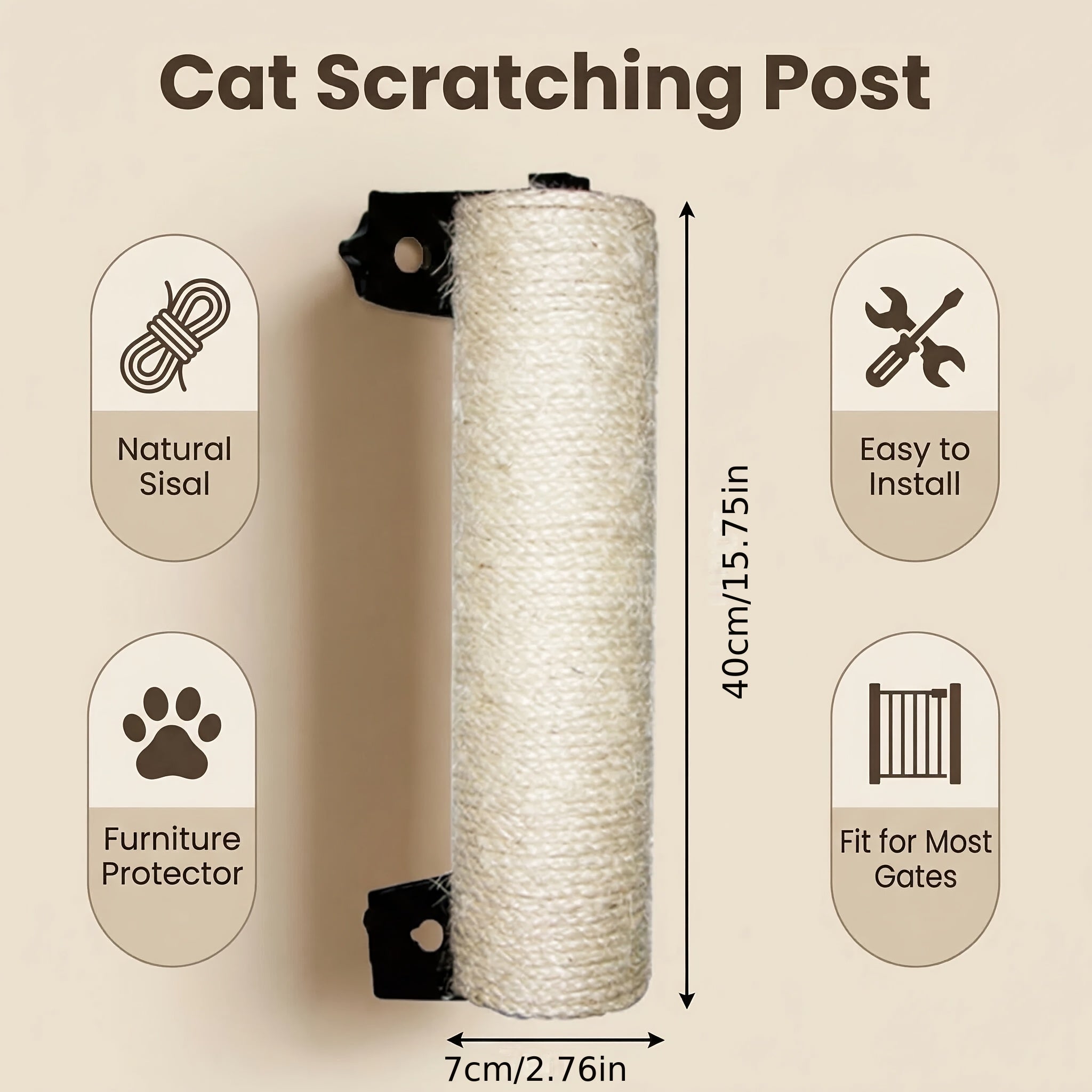 剑麻猫抓柱，适用于猫笼，耐用猫抓塔，室内猫树及幼猫玩具