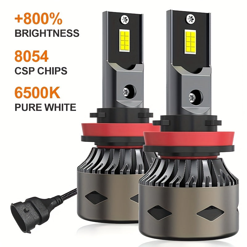 2Pcs H11 H4 H7 H1 Super Bright Car LED Headlight Bulbs Canbus LED Car Headlights 30000LM Mini Car LED Light Extra Large LED Chips Ultra Durable