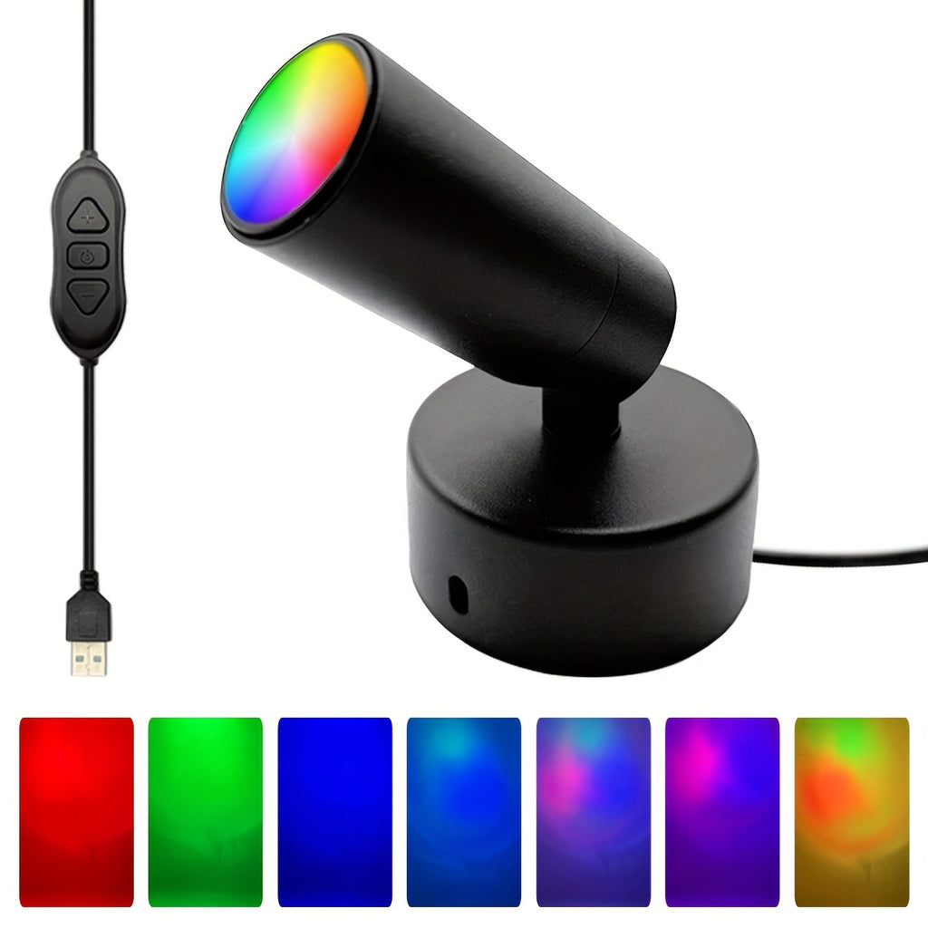 All-metal spotlight, seven-color dynamic mode indoor decorative lighting, adjustable brightness and angle, suitable for home decoration, artwork accent lighting and display piece lighting