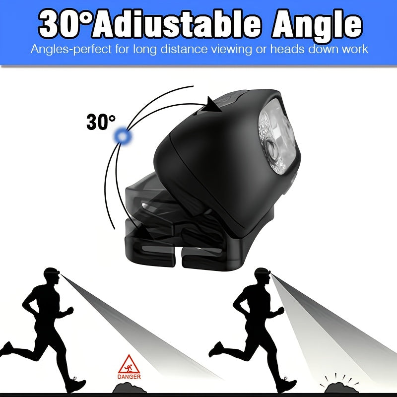 1Pc Rechargeable Fishing Headlamp, Adjustable Angle, Motion Sensor Hands-Free Flashlight, Portable Head Light for Camping, Reading, Running and Barbecue
