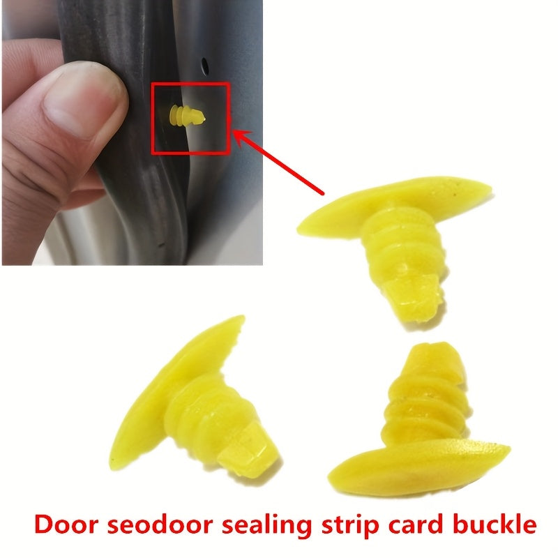 60/100pcs Car Window Sealing Clips - Durable Plastic Yellow Spring Clips with Strong Adhesive, Suitable for Windproof Strips, Door Frames, and Trim Accessories (Auto Parts)