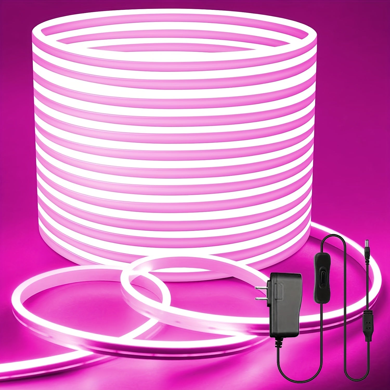 32.8英尺/10米霓虹燈帶——高品質柔性LED燈帶配電源介面卡，超亮可裁剪便攜霓虹燈，適用於室內外、臥室、泳池、聖誕及萬聖節裝飾（低電壓），聖誕裝飾