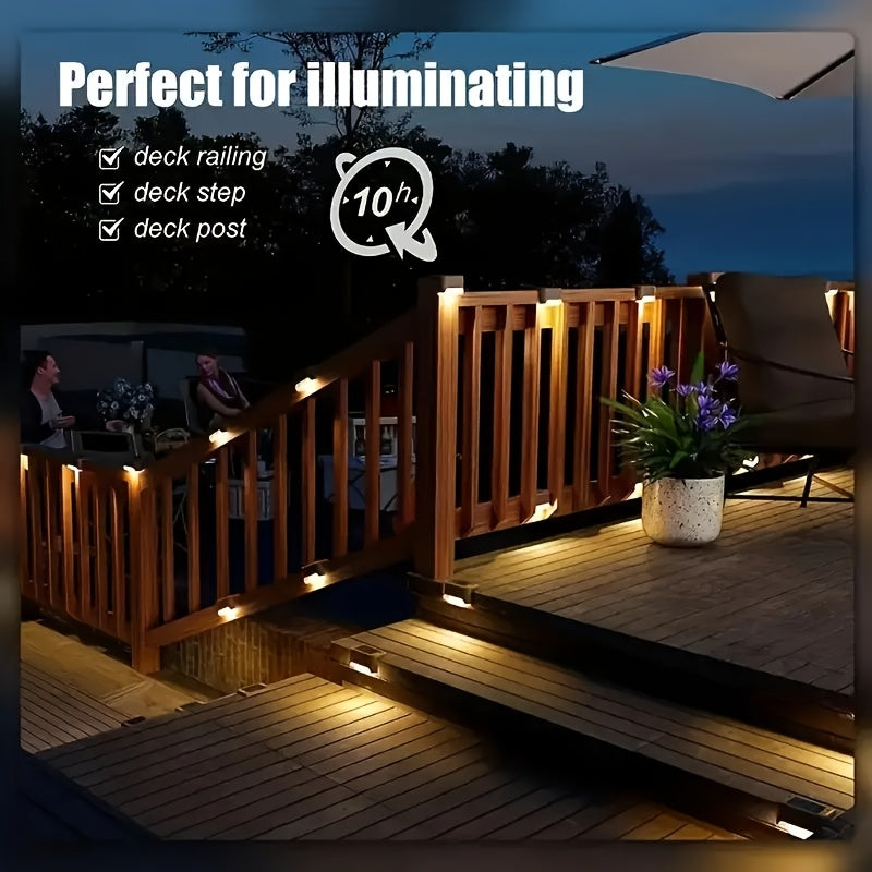 16 Pack Solar Deck Light Set, Solar Step Light LED Courtyard Decorative Outdoor Light, IP44 Waterproof, Suitable for Outdoor Railings, Stairs, Fences, Posts, Walkways, Courtyards, Gardens, Poolside - Perfect for Halloween and Christmas Decoration