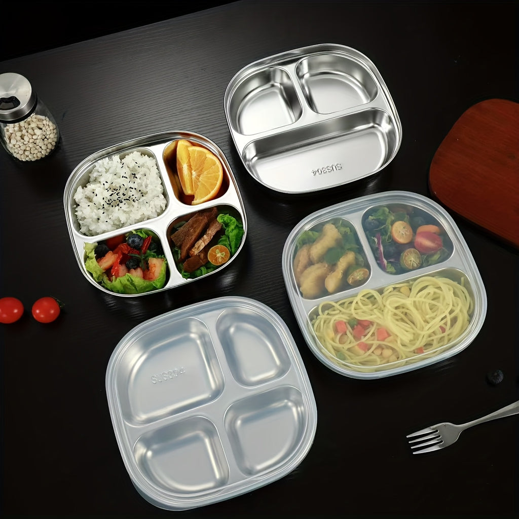 Stainless Steel Plate with Lid, Ideal for Restaurant, Kitchen, Canteen, Corporate Meals & Holiday Party Prep Plates