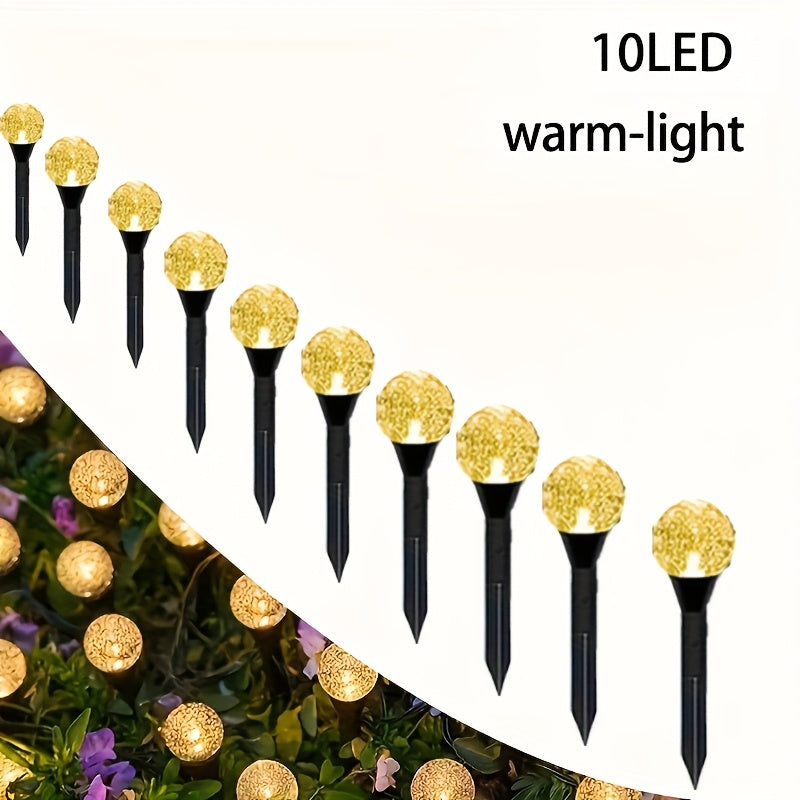 20 LED太阳能花园灯，10 LED太阳装饰灯，IP44防水，8种灯光模式，适用于庭院、草坪、别墅花园、走道、节日派对氛围照明，适用于多种环境，便携式安装，暖光/彩色/白光