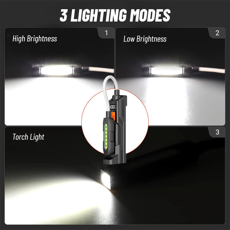 1Pc Portable LED Work Light, USB Rechargeable Flashlight with Magnetic Base, 360° Rotatable & Foldable Head, COB LED Lighting, Ideal for Camping Repair and Emergency Night Lighting