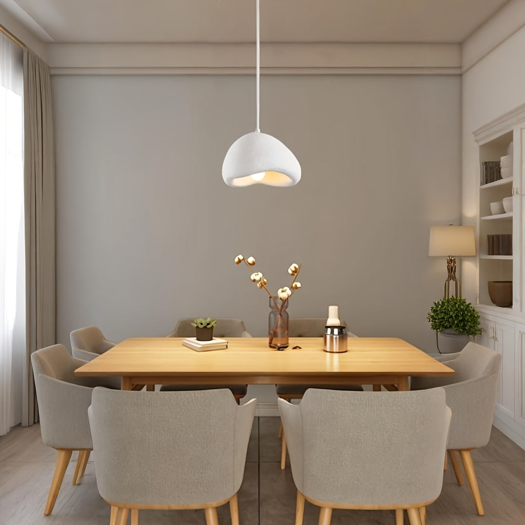 1pc mid-century modern white pendant light, E27 base - nest design, PVC lampshade, semi-flush mount installation, for bedroom, living room, kitchen and hallway - hardwired, 220V, no battery needed, kitchen lighting