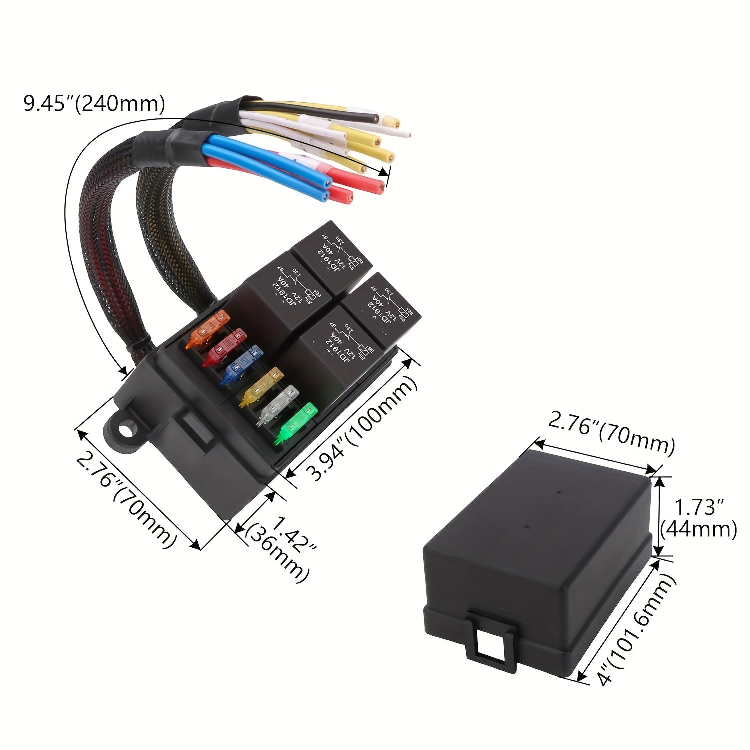 Pre-Wired Fuse Relay Box, 2/3/4/6 Way 4-Pin 40A Relay Block Kit, Suitable for Car Truck Boat JEEP