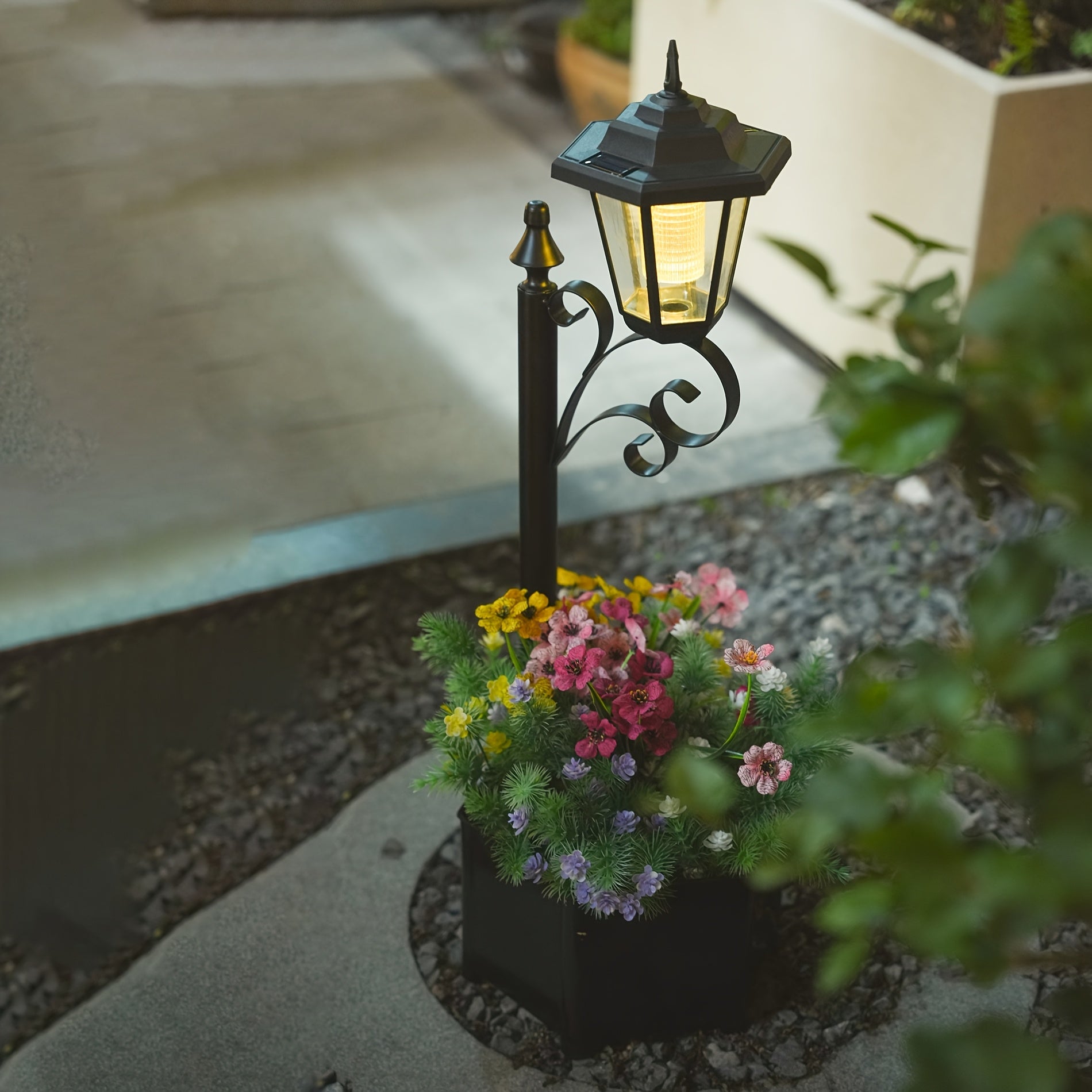 2pcs Solar Flower Pot Light, Outdoor Doorway Decorative Welcome Light, Garden Lighting Decorative Light Garden Small Street Light Landscape Light Indoor Decorative Light, Bottom Flower Pot Can Grow Flowers