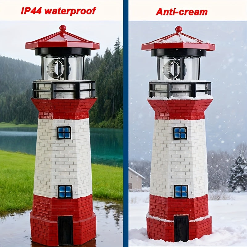 olar Lighthouse Garden Outdoor Statue, IP44 Waterproof, Solar Outdoor Light, Automatically Rotating Solar Light, Suitable for Garden, Courtyard, Patio, Ground, Christmas Furniture Decoration, Halloween Decoration, Tabletop Decoration