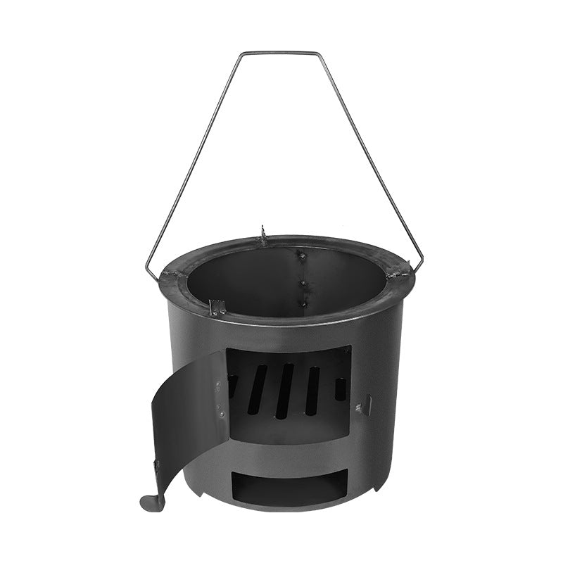 Small Outdoor Stove, BBQ Enclosure Stove, Multi-Functional Charcoal Stove, Camping Cooking Wood Stove, Ideal for Tea Boiling, Heating, BBQ and Rice Cooking. Features a Portable Design with Safe Grip.
