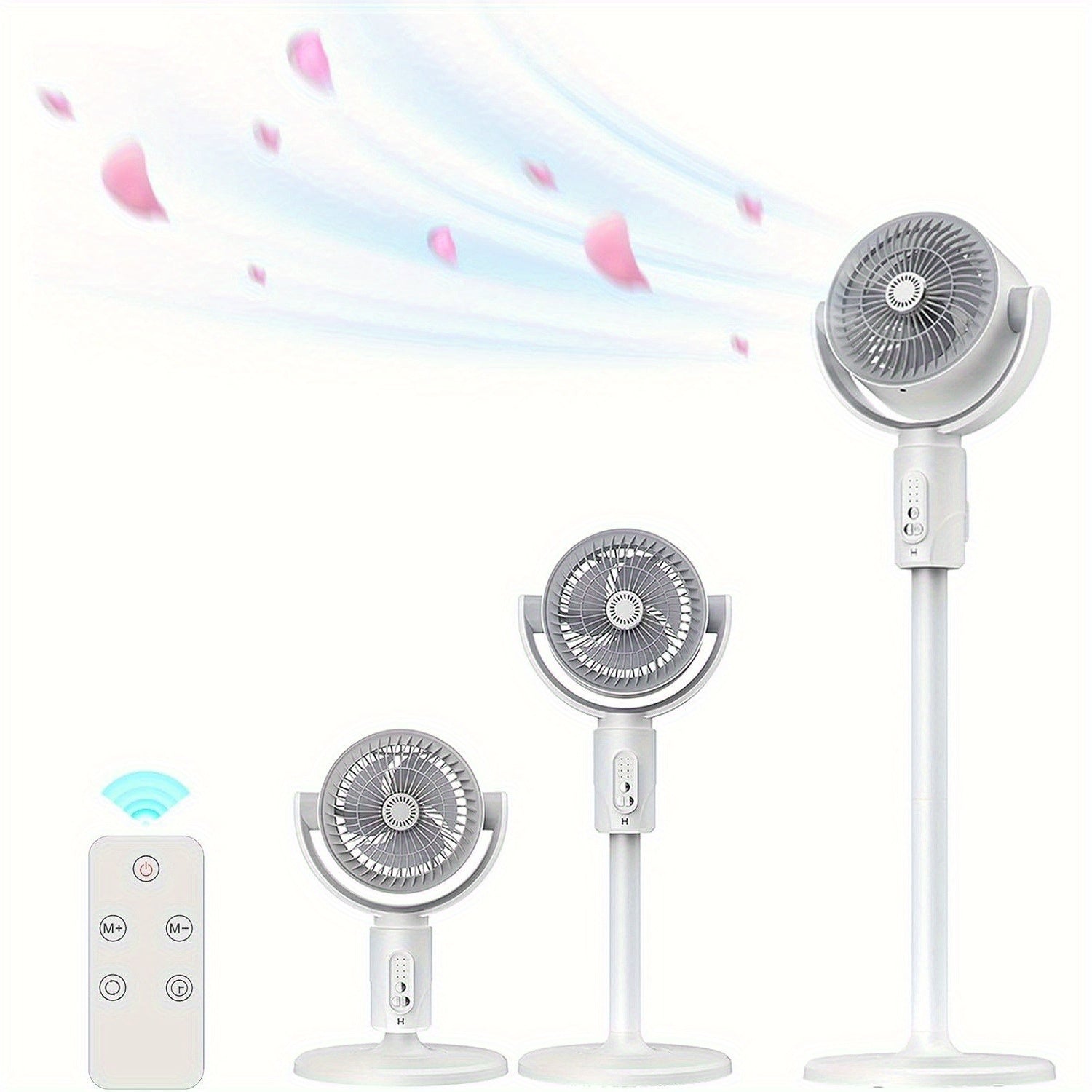 Bedroom Standing Fan With Air Circulation Function, 90° & 180° Oscillation, 5 Speed Settings, Multi-functional Design For Base And Desktop Use, Adjustable Height 15 Inch 23.6 Inch 32.3 Inch