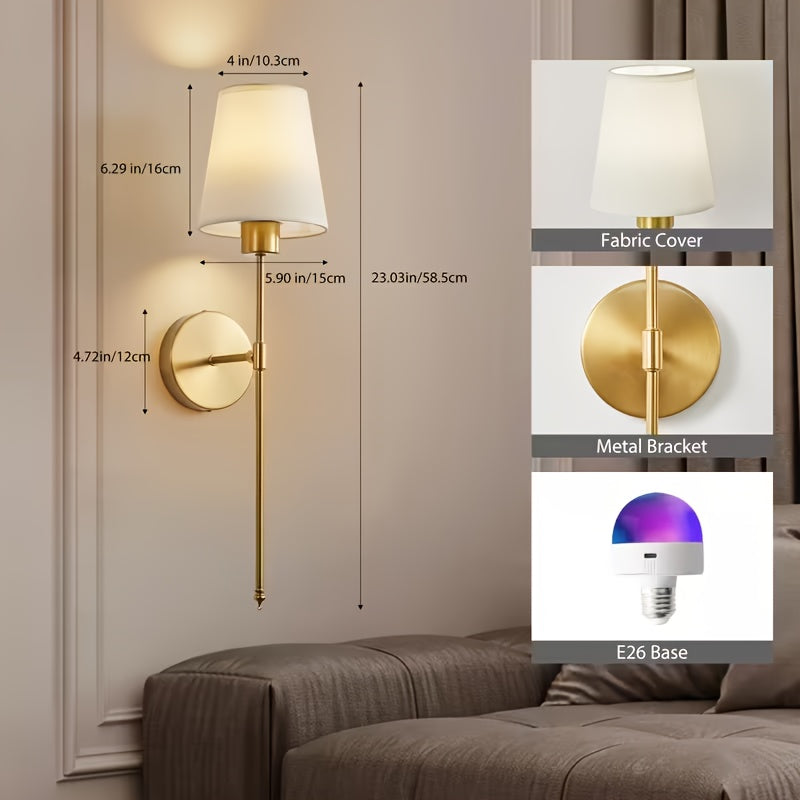2-Piece Semi-Flush Mount Wireless Remote Wall Light - USB Rechargeable Battery - 9-Color Dimmable (E26), with “Note Control”, Suitable for Bathroom and Living Room / Bedroom (No Wiring Required)