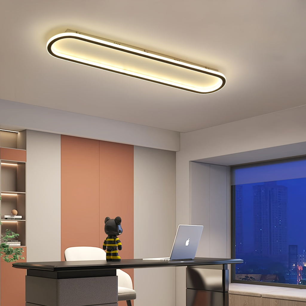 23.6-Inch Dimmable Ceiling Light, Long Oval Recessed Ceiling Light, Hallway Fixture, Black Ceiling Light, Slim Modern Ceiling Light, Suitable for Bedroom, Kitchen, Living Room, Dressing Room