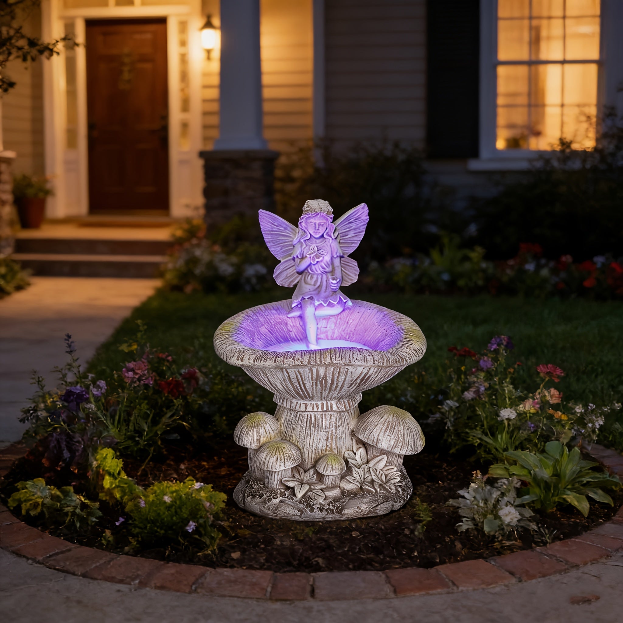 1 Pack Magic Mushroom Solar Outdoor Light with LED Lighting, Resin Garden Statue, Solar Powered Decoration, Perfect for Courtyard, Garden, Flower Beds and Pathways, Adds Magical Touch to Fairy Gardens and Rustic Style Outdoor Areas
