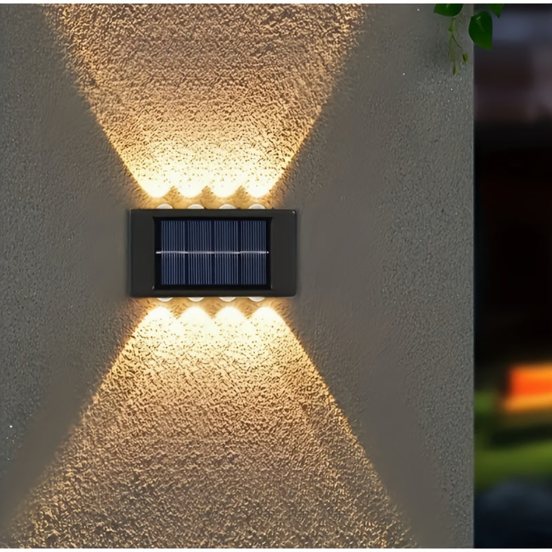 1-Piece 8-LED Solar Up and Down Wall Light, IP44 Outdoor LED Path Light, Suitable for Garden, Lawn, Courtyard and Fence Decoration – Light Up Your Courtyard with Solar Energy