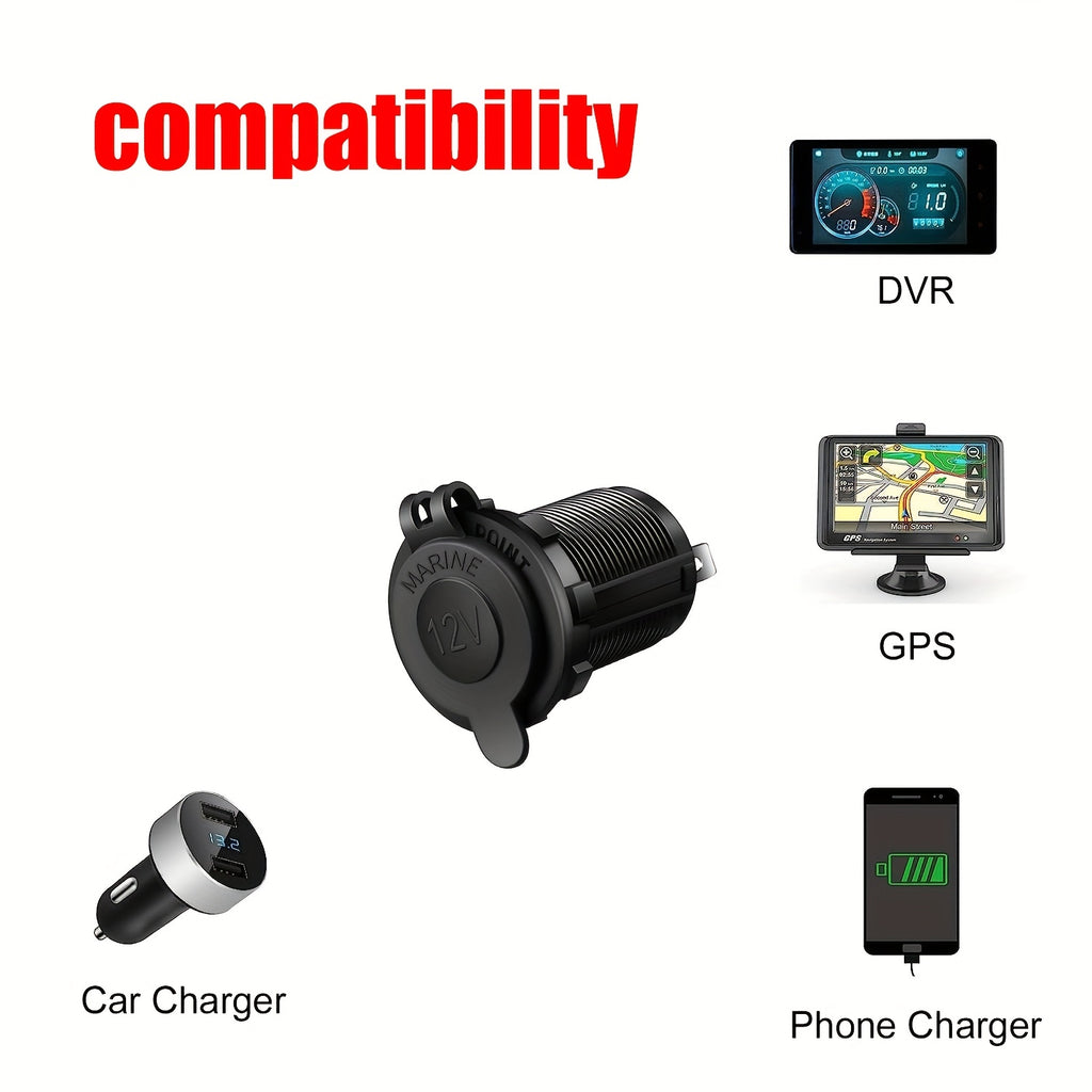1pc Car Power Outlet, Power Socket Splitter, Enhanced Cigarette Lighter Type for Vehicles, Boats & Motorcycles, No Battery Required