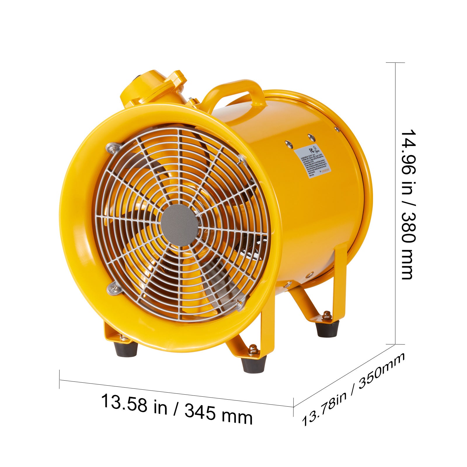 VEVOR Portable Ventilator, 10 Inch Heavy-Duty Cylinder Fan, 350W Powerful Exhaust Fan 1942CFM, 9.8ft Power Cord (No Charger), Industrial Dust & Smoke Blower for Home and Workplace