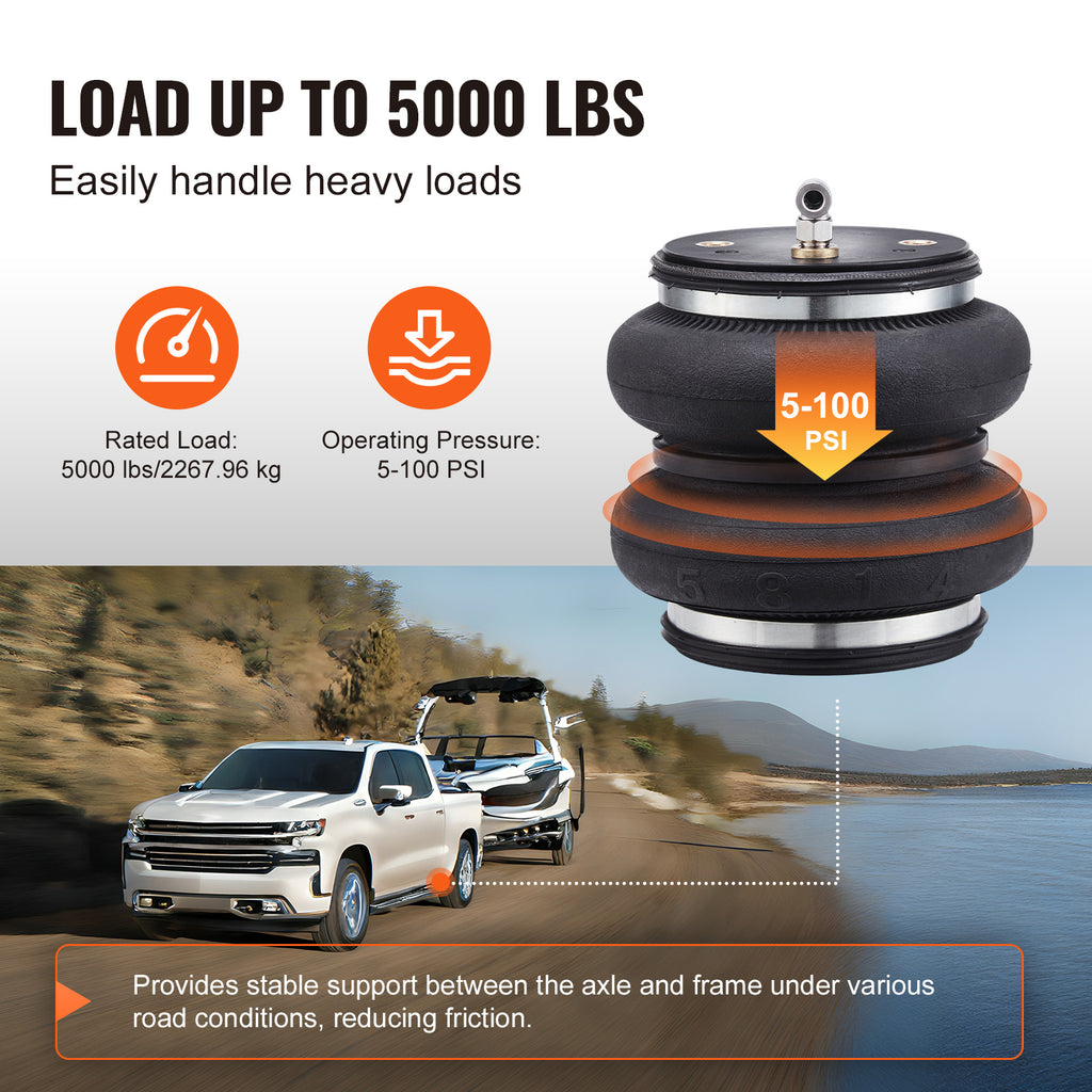 VEVOR Air Bag Suspension Kit, Air Spring Suspension Bag Kit, 5000 Lbs Load Capacity, 5 to 100 PSI