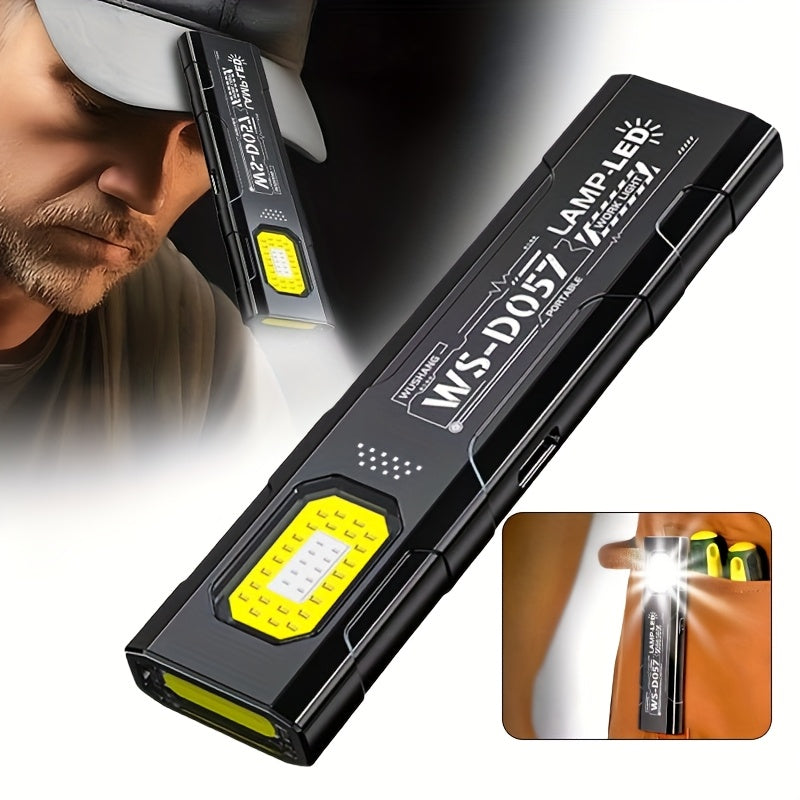 1 Mini LED Keychain Flashlight, Portable Torch Light Pocket Hands-Free Work Light, USB Rechargeable High-Brightness Floodlight with Side Light & Clip, Ideal for Emergencies, Fishing, Maintenance & Holiday Gift