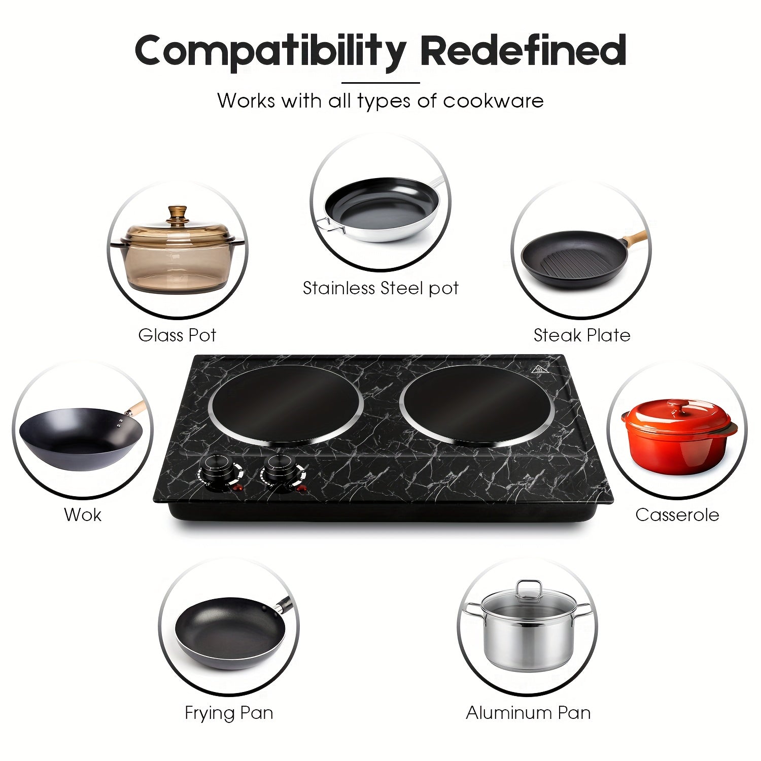 CUSIMAX Electric Hot Plate, 1800W Stainless Steel Single Burner with Temperature Control, Heats in Seconds, Perfect for RV / Home / Camping