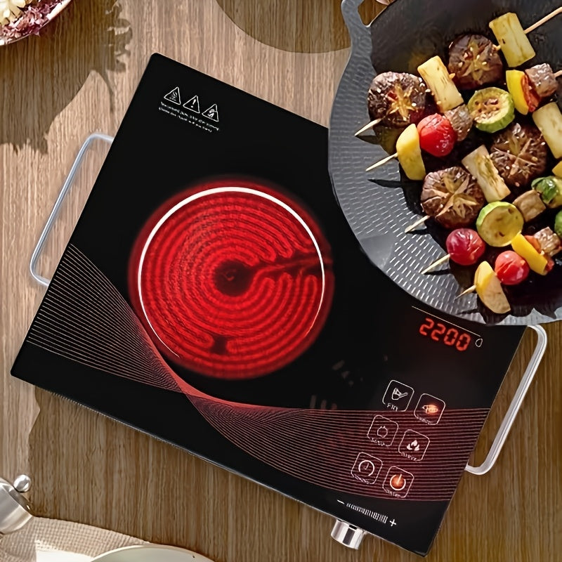Electric Ceramic Cooktop, Induction Cooktop, Infrared Heating Plate, 2200W Portable Electric Cooking Appliance with Adjustable Temperature Settings, Dual Control Options