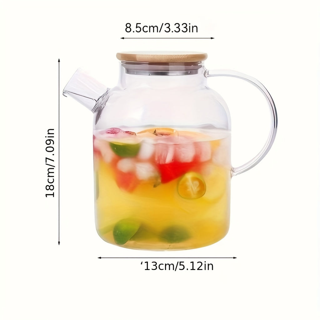 Clear Glass Teapot with Filter – Reusable, Microwave Safe, Lead-Free – Round Design, Perfect for Fruit Tea, Juice & Beverages – Recyclable, Heat Resistant – Ideal Gift for Christmas, Halloween, Easter, Hanukkah, Thanksgiving – No Pattern, Hand Wash Only
