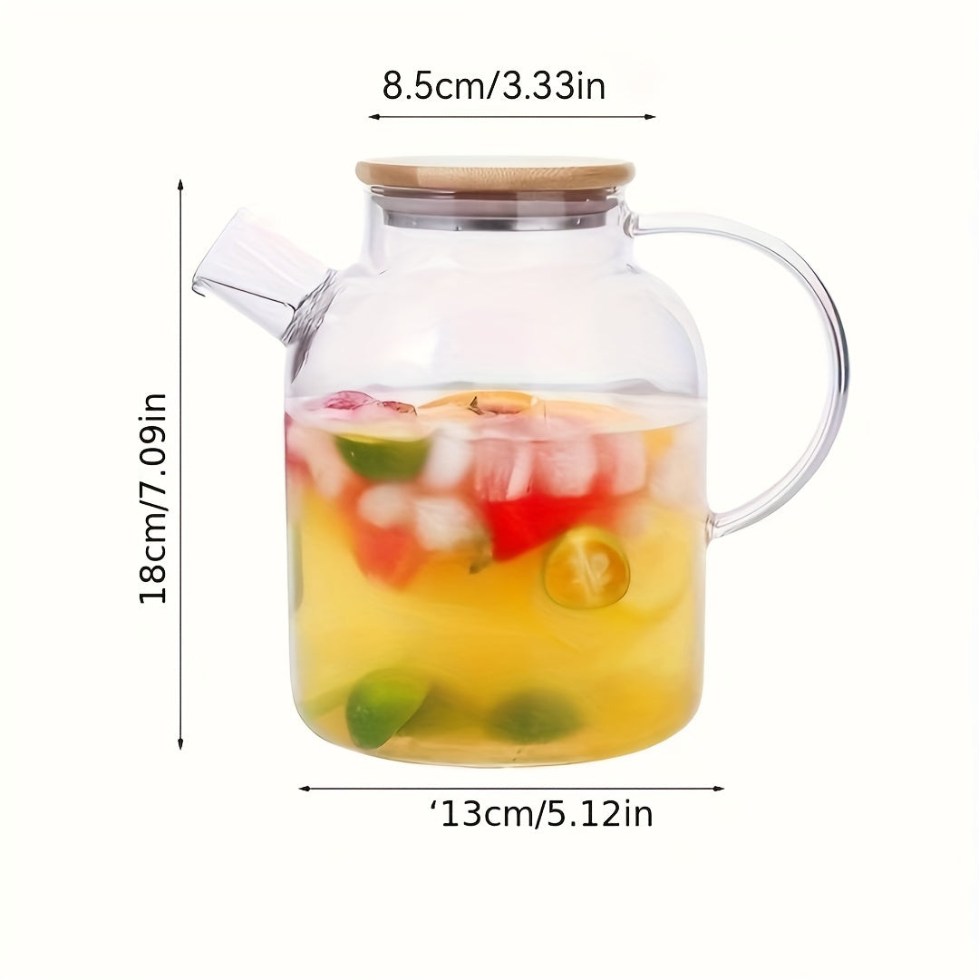 Clear Glass Teapot with Filter – Reusable, Microwave Safe, Lead-Free – Round Design, Perfect for Fruit Tea, Juice & Beverages – Recyclable, Heat Resistant – Ideal Gift for Christmas, Halloween, Easter, Hanukkah, Thanksgiving – No Pattern, Hand Wash Only