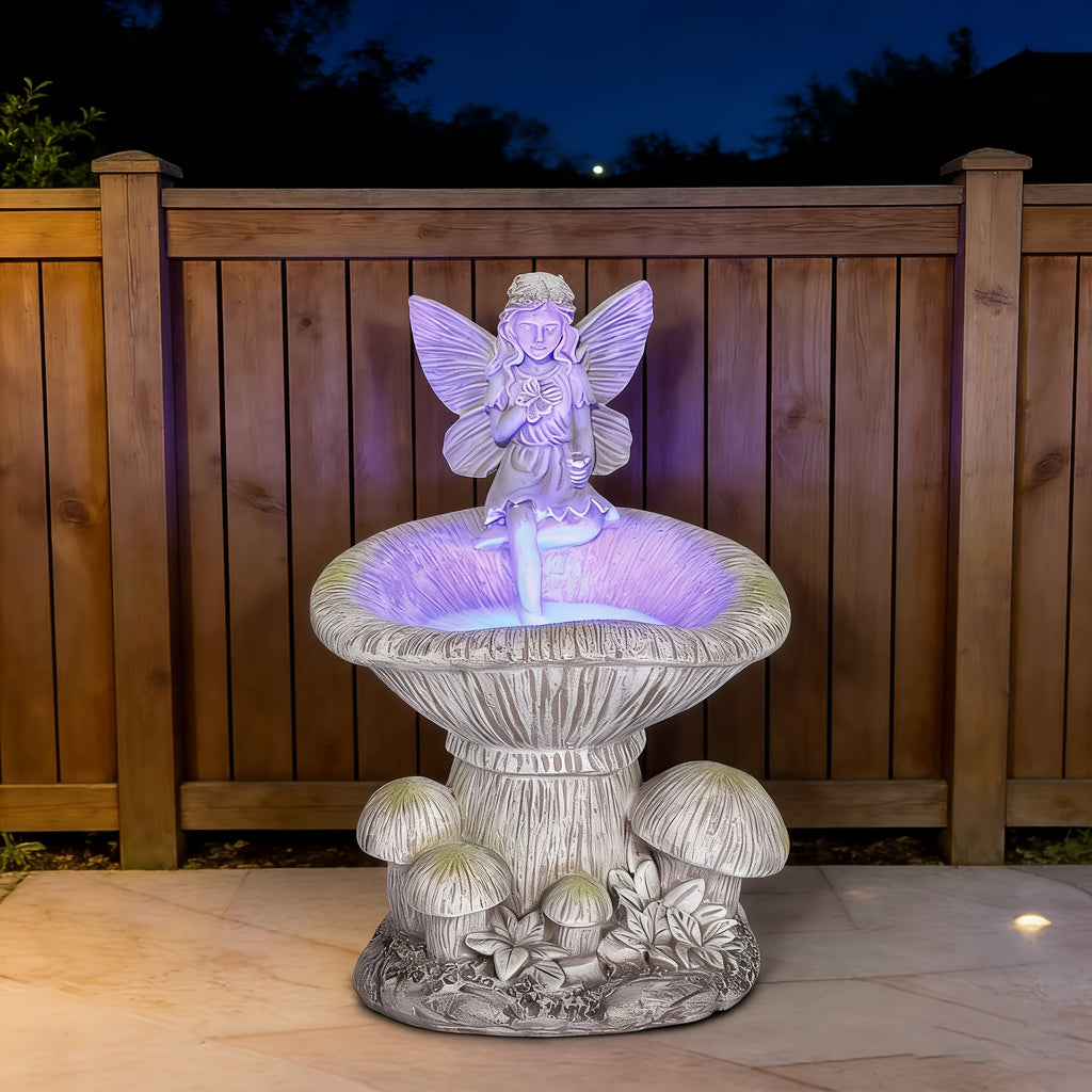 1 Pack Magic Mushroom Solar Outdoor Light with LED Lighting, Resin Garden Statue, Solar Powered Decoration, Perfect for Courtyard, Garden, Flower Beds and Pathways, Adds Magical Touch to Fairy Gardens and Rustic Style Outdoor Areas