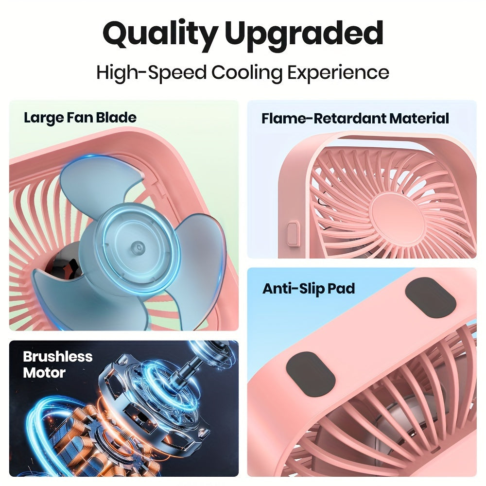 RV Fan, TOPK K51 Mini USB Desk Fan, Premium Brushless Motor, Quiet Operation, High Airflow, Elegant Design, Perfect for Bedroom or Personal Use on Small Tables