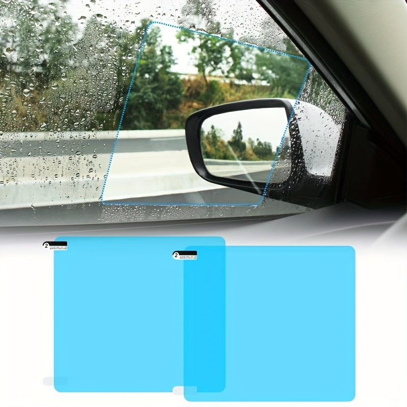 Pair of Car Rainproof Film, Designed Specifically to Prevent Fogging on Side Mirrors and Windows, Ensures Clear Visibility and Provides Waterproof Function for Car Modification