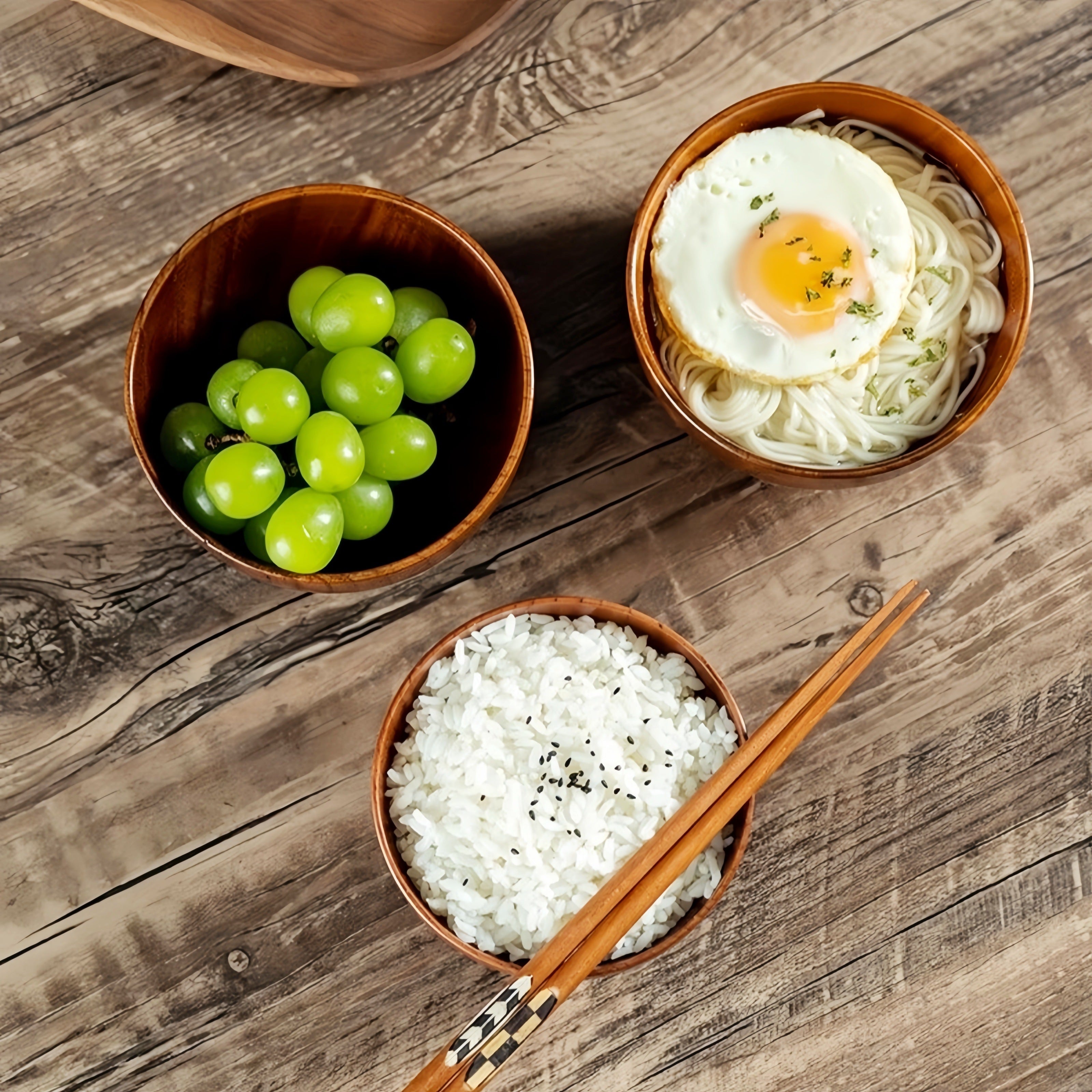 Japanese Vintage Solid Wood Bowl – Anti-Scald Protection for Home Use, Travel & Takeout Camping Drop-Proof Bowl, Kitchen Utensil – Rice Bowl, Noodle Bowl, Soup Bowl, Salad Bowl, Fruit Bowl, Jam Wooden Bowl