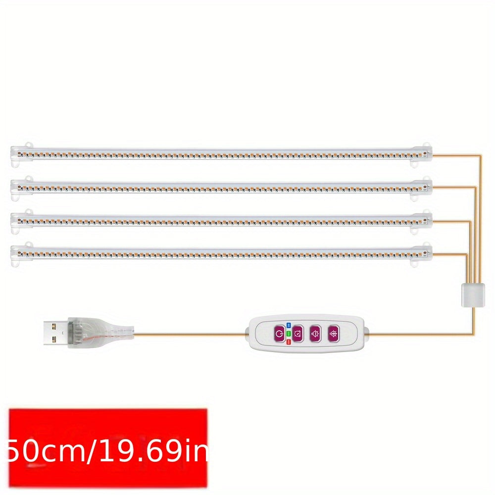 Hard Strip Warm White 50CM Plant Grow Light, USB Powered 3000K Indoor Grow Lamp, Cabinet Lighting for Flowers, Plants, Greenhouse & Hydroponic System