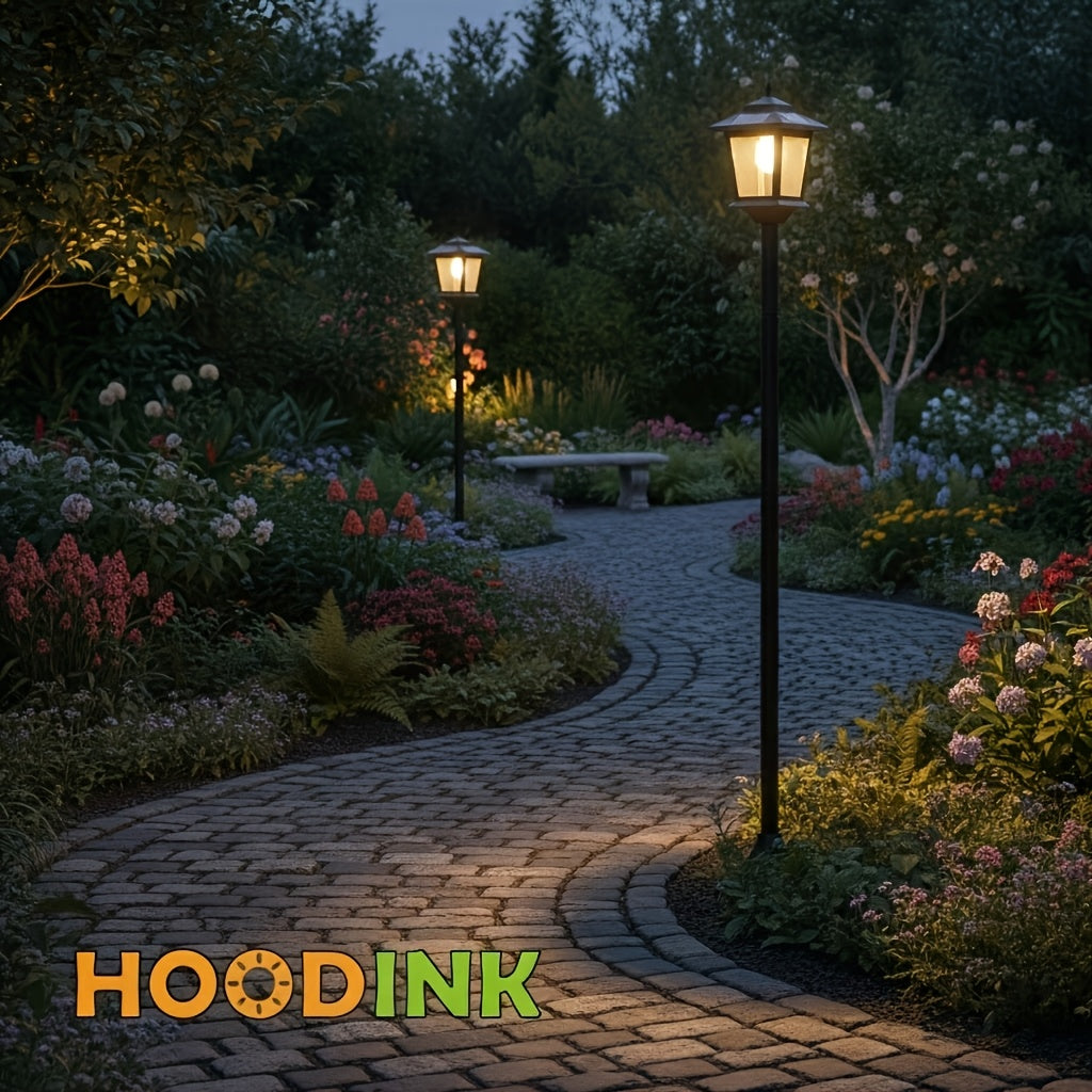 63" Solar Lamp Post 2 Pack, Glass Solar Post Lamp, Auto On/Off 3000K 20LM Warm White Light, Outdoor Waterproof Light, Outdoor Pole Light, Courtyard Floor Lamp, Warm White Light