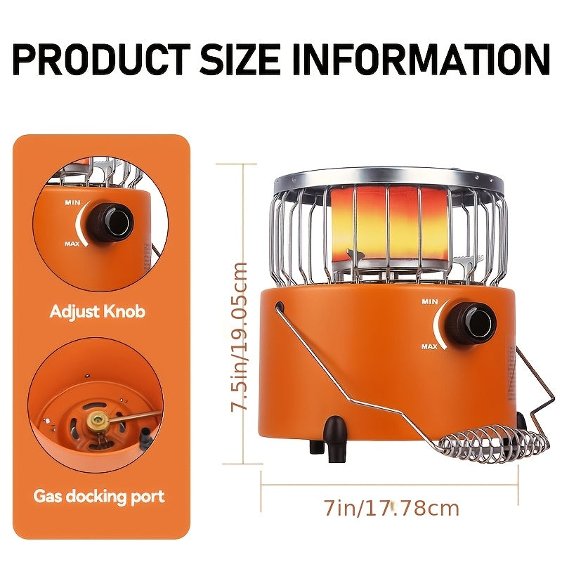 9000 BTU Adjustable Propane Heater Stove - 2-in-1 Indoor/Outdoor Portable Gas Stove, Ideal for Camping, Cooking & Emergency Preparedness, Compact 10.7 x 7 Inch Design, Orange & Blue, Adjustable Flame Control, Durable Stainless Steel Construction