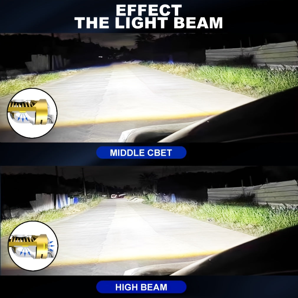 H4 LED Projector Headlight Bulb 100W Canbus 6500K High/Low Beam for Car and Motorcycle