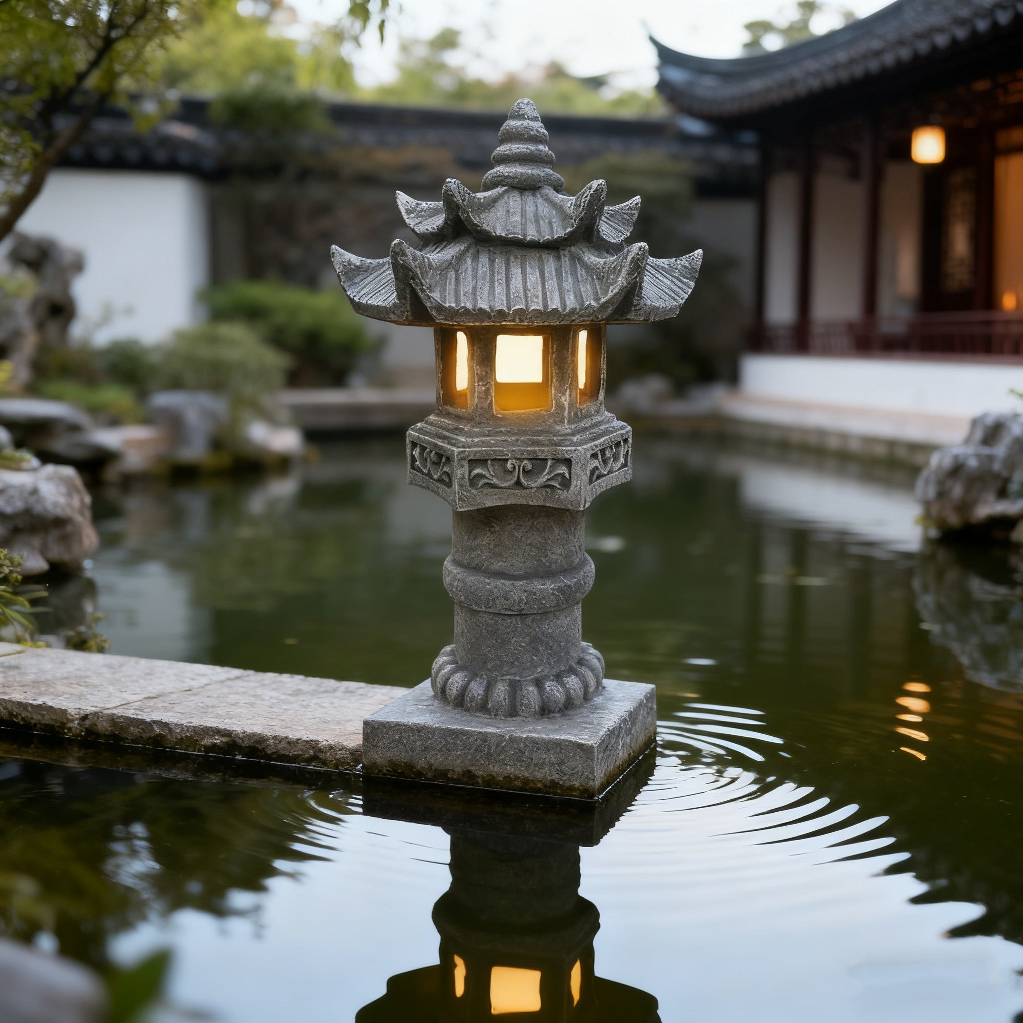 OTDECOR 1-Piece Vintage Style Spire Outdoor Statue Light, Outdoor Courtyard Decoration, IP44 Resin Outdoor Garden Decor, for Courtyard Art, Lawn Decoration, Porch, Patio, Balcony, Gift for Mom and Mother-in-Law