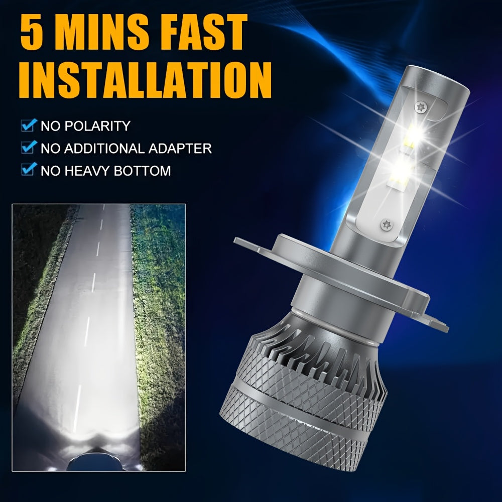 Automotive 2PCS LED Car Lights - H4/H7/H1/H11, 9005/9006/9012 - 29800LM, High/Low Beam, 6500K Cool White Light, Car Headlights, Fits All Cars, Ultra-High Cooling Fan, Plug-and-Play, No Battery