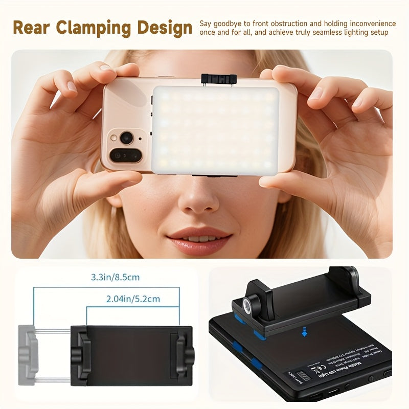 VL-60BI Rechargeable LED Video Light, Clip-on Fill Light, 2000mAh Battery, USB Charging, Bi-Color Dimmable, for Vlog Live Streaming Conference Photography
