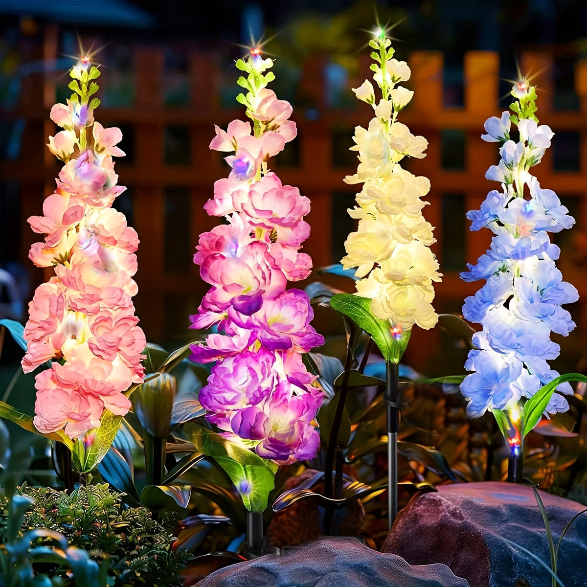 太阳能彩色雏菊插地灯，花园草坪花灯，户外景观灯，适用于花园、庭院、露台、公园、草地装饰、节日氛围布置