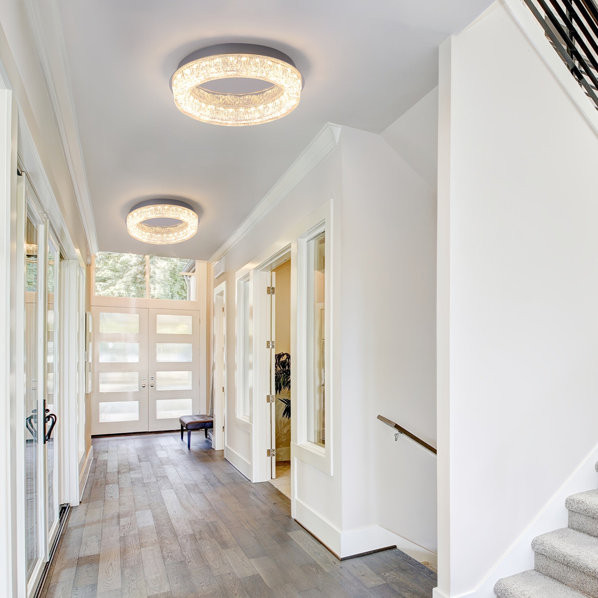 Gainid recessed ceiling light 12.2-inch modern LED ceiling light, round LED fixture with acrylic lampshade, suitable for bedroom, kitchen, foyer, hallway, entryway, chrome material, 3000K color temperature
